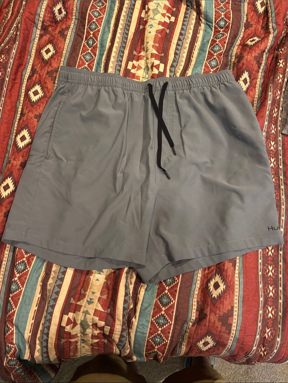 Huk Steel Gray Performance Swim Shorts